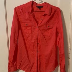Coral, Linen Button Up